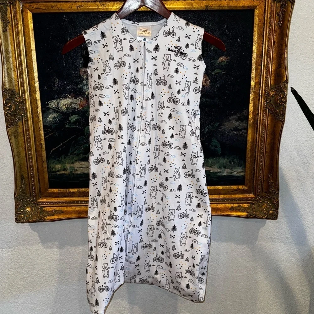Halo SleepSack Black White Bear Print Size Large 12-18Mos Like New